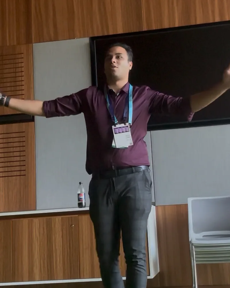 Nehal Nafcy speaking at a conference