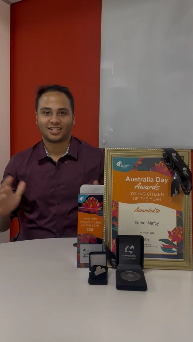 Nehal Nafcy with his Australia Day award